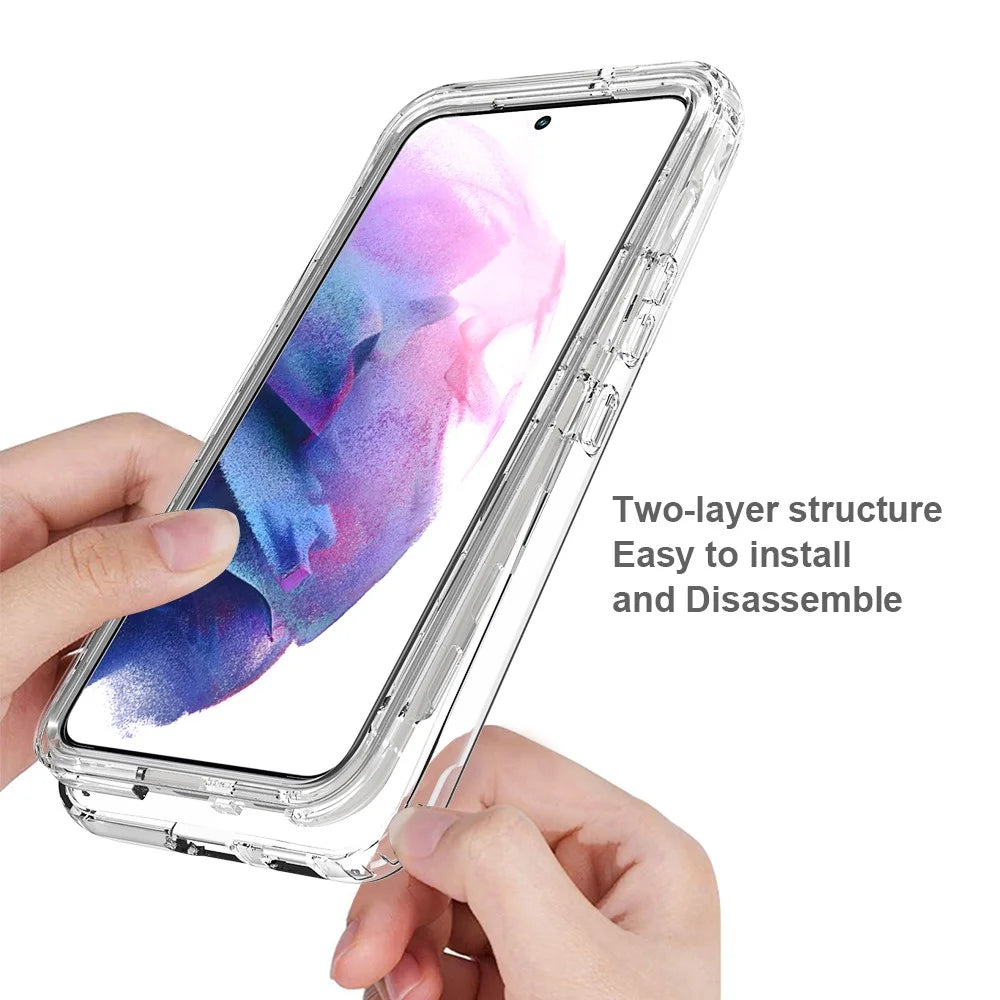 For Samsung Galaxy S22 5G Clear Gradient Color Mobile Phone Case Detachable 2-in-1 Design TPU + PC Phone Shell - Transparent - 5