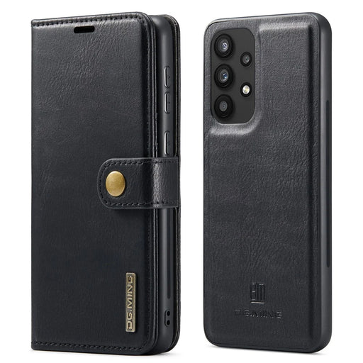 DG.MING Split Leather Wallet Case Folio Flip Stand Detachable Magnetic Phone Cover for Samsung Galaxy A33 5G - Black - 1