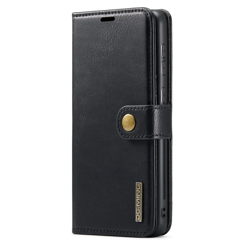 DG.MING Split Leather Wallet Case Folio Flip Stand Detachable Magnetic Phone Cover for Samsung Galaxy A33 5G - Black - 2