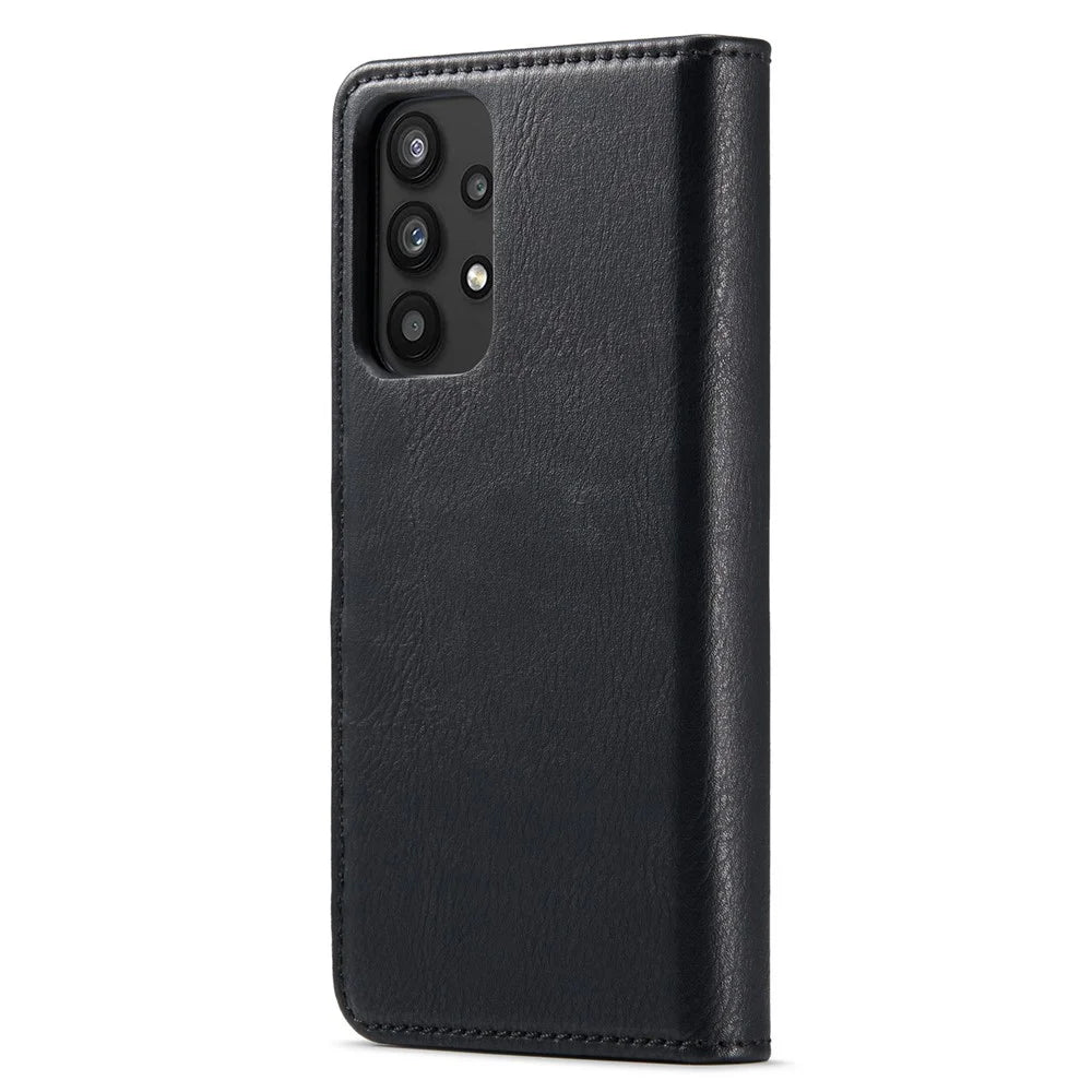 DG.MING Split Leather Wallet Case Folio Flip Stand Detachable Magnetic Phone Cover for Samsung Galaxy A33 5G - Black - 3