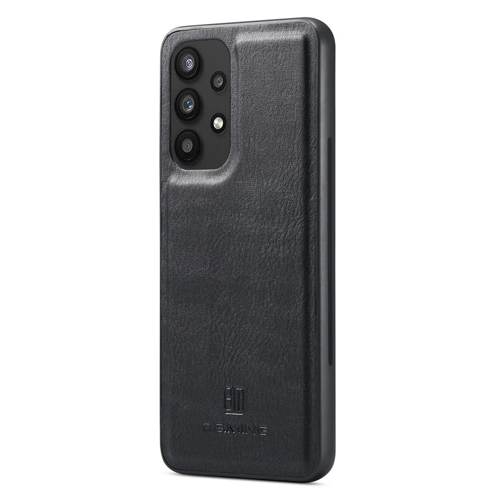 DG.MING Split Leather Wallet Case Folio Flip Stand Detachable Magnetic Phone Cover for Samsung Galaxy A33 5G - Black - 4