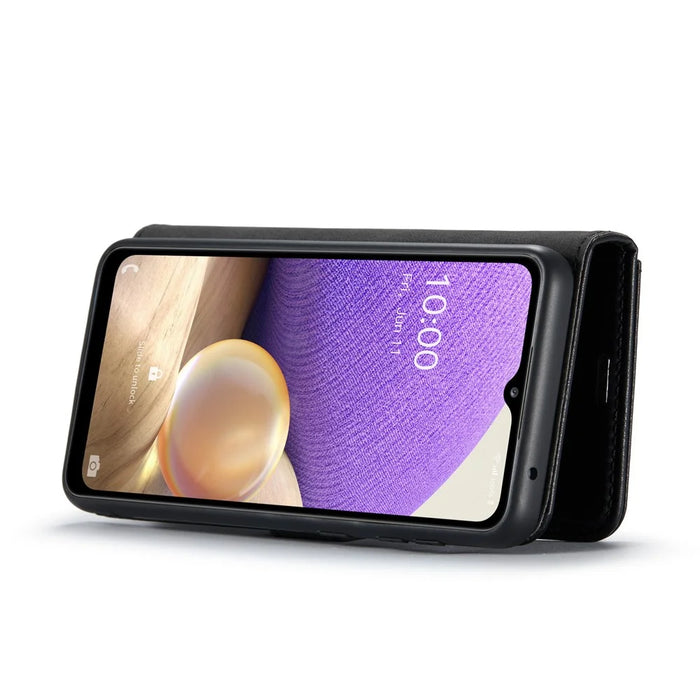 DG.MING Split Leather Wallet Case Folio Flip Stand Detachable Magnetic Phone Cover for Samsung Galaxy A33 5G - Black - 6