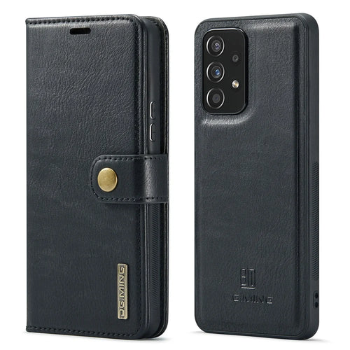 DG.MING for Samsung Galaxy A53 5G Detachable Split Leather Flip Wallet Case Stand Magnetic Full Body Protective Phone Cover - Black - 1