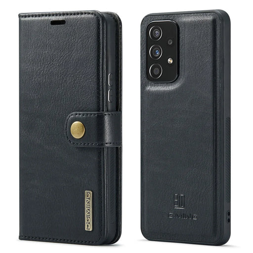 DG.MING for Samsung Galaxy A53 5G Detachable Split Leather Flip Wallet Case Stand Magnetic Full Body Protective Phone Cover - Black - 1