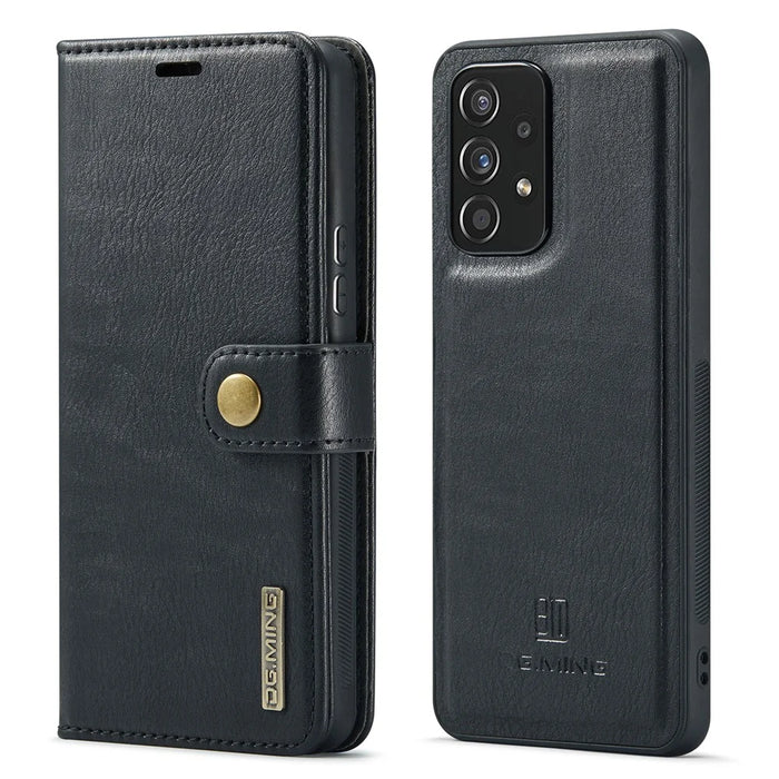 DG.MING for Samsung Galaxy A53 5G Detachable Split Leather Flip Wallet Case Stand Magnetic Full Body Protective Phone Cover - Black - 1