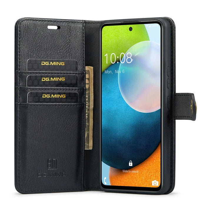 DG.MING for Samsung Galaxy A53 5G Detachable Split Leather Flip Wallet Case Stand Magnetic Full Body Protective Phone Cover - Black - 5