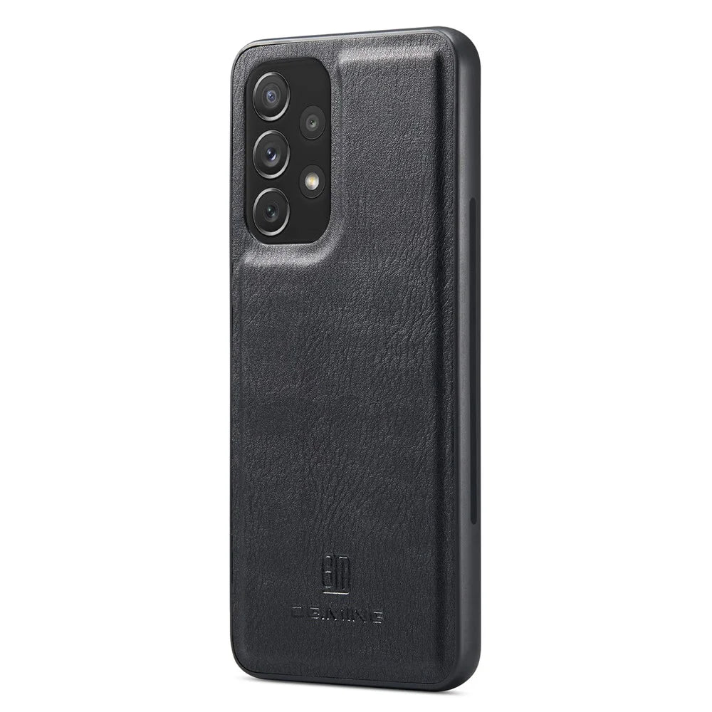 DG.MING Split Leather Wallet Phone Case Folio Flip Magnetic Detachable Stand Cover for Samsung Galaxy A73 5G - Black - 4