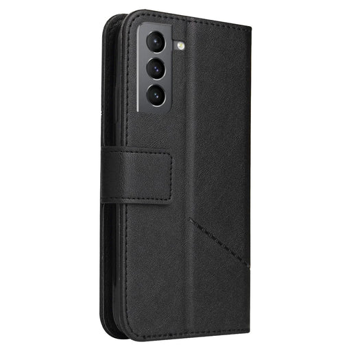 GQ.UTROBE Wallet Stand Design Anti-drop Protection PU Leather + TPU Cover with Rectangular Metal Decor for Samsung Galaxy S22 5G - Black - 2