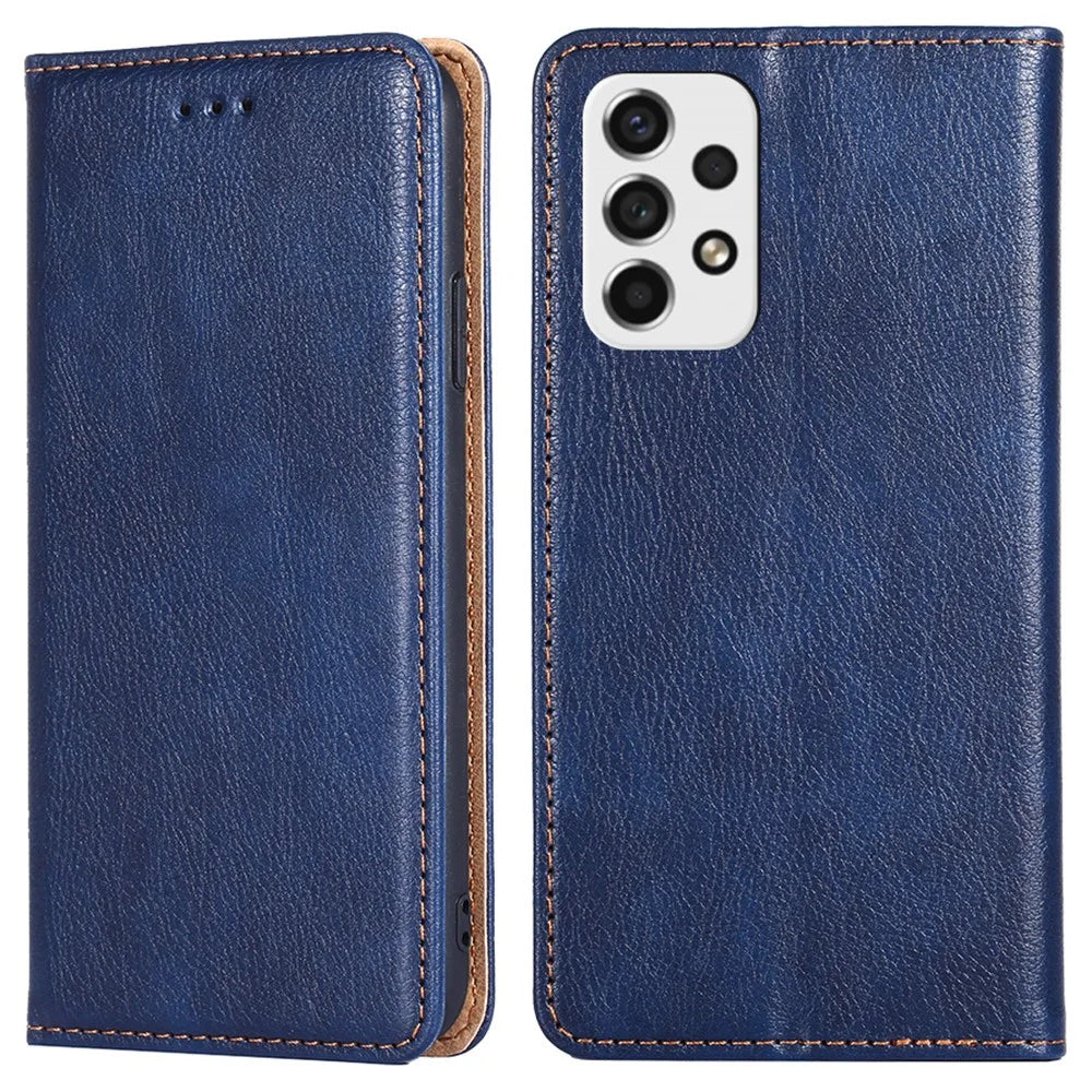 Magnetic Absorption PU Leather Wallet Case Stand Inner TPU Flip Folio Phone Cover for Samsung Galaxy A53 5G - Blue - 1