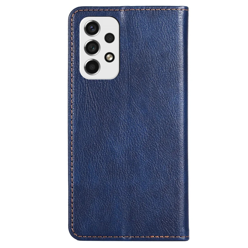 Magnetic Absorption PU Leather Wallet Case Stand Inner TPU Flip Folio Phone Cover for Samsung Galaxy A53 5G - Blue - 3
