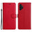 For Samsung Galaxy A13 4G Note 11 Pro+ 5G Case Solid Color Leather Mobile Cover Wallet Stand with Strap - Red - 1
