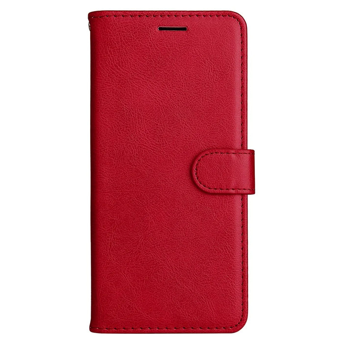 For Samsung Galaxy A13 4G Note 11 Pro+ 5G Case Solid Color Leather Mobile Cover Wallet Stand with Strap - Red - 2