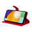For Samsung Galaxy A13 4G Note 11 Pro+ 5G Case Solid Color Leather Mobile Cover Wallet Stand with Strap - Red - 6
