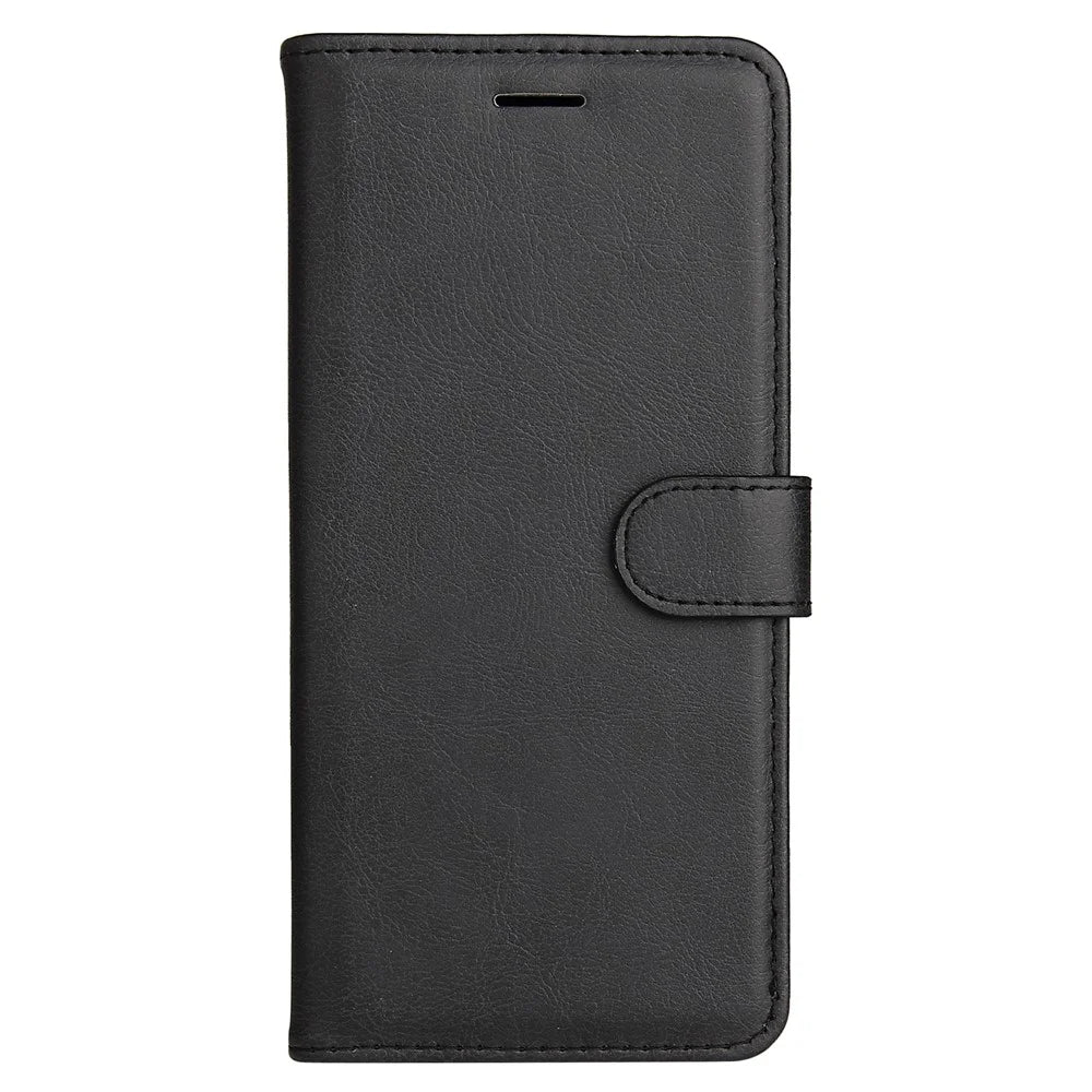 For Samsung Galaxy A33 5G Case Solid Color Leather Mobile Cover Wallet Stand with Strap - Black - 2