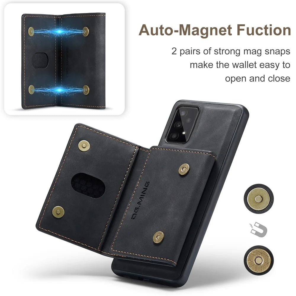 DG.MING M2 Series Detachable 2-in-1 Wallet Phone Case Shockproof Phone Protective Cover for Samsung Galaxy A53 5G - Black - 7
