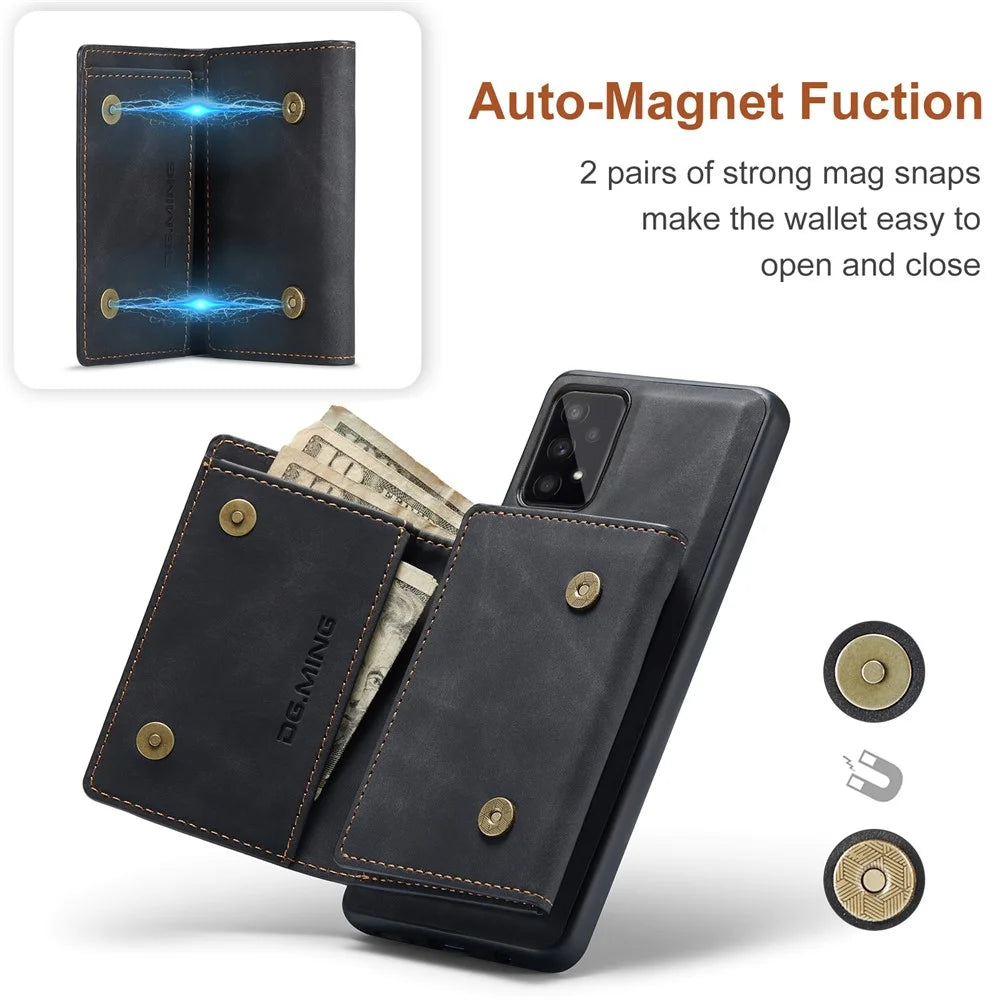 DG.MING M1 Series Scratch Resistant Phone Protector Detachable 2-in-1 Wallet Phone Case for Samsung Galaxy A53 5G - Black - 7