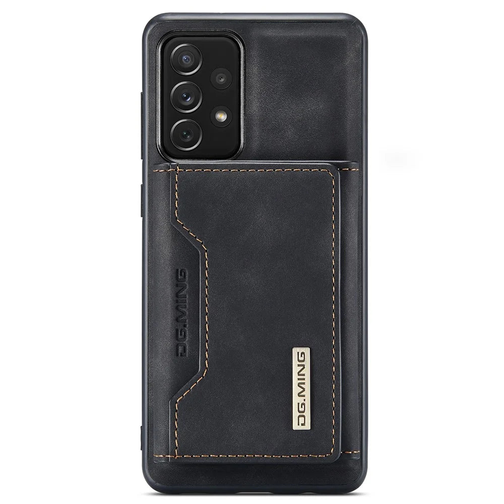 DG.MING M2 Series Detachable 2 in 1 Shockproof Wallet Phone Case Wireless Charging Phone Protective Cover for Samsung Galaxy A33 5G - Black - 2