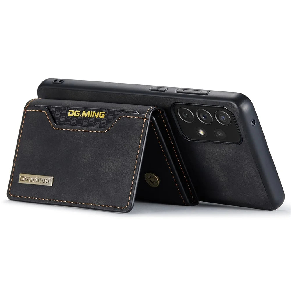 DG.MING M2 Series Detachable 2 in 1 Shockproof Wallet Phone Case Wireless Charging Phone Protective Cover for Samsung Galaxy A33 5G - Black - 4