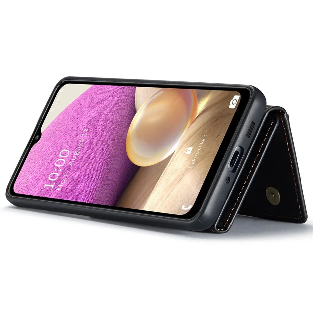 DG.MING M2 Series Detachable 2 in 1 Shockproof Wallet Phone Case Wireless Charging Phone Protective Cover for Samsung Galaxy A33 5G - Black - 5