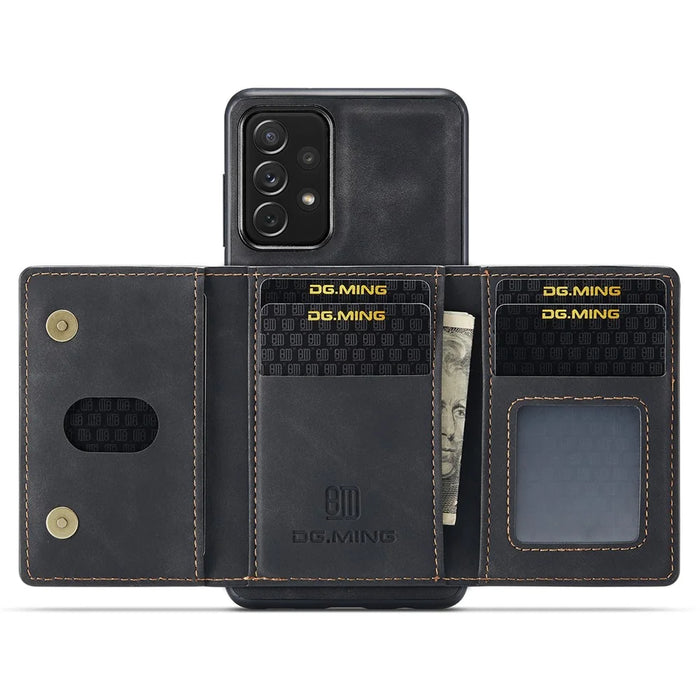 DG.MING M2 Series Detachable 2 in 1 Shockproof Wallet Phone Case Wireless Charging Phone Protective Cover for Samsung Galaxy A33 5G - Black - 6