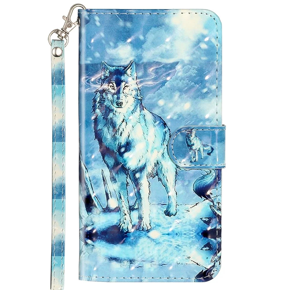 Pattern Printing Fully Wrapped Folio Flip Leather Wallet Phone Case Cover with Stand for Samsung Galaxy A53 5G - Wolf - 2