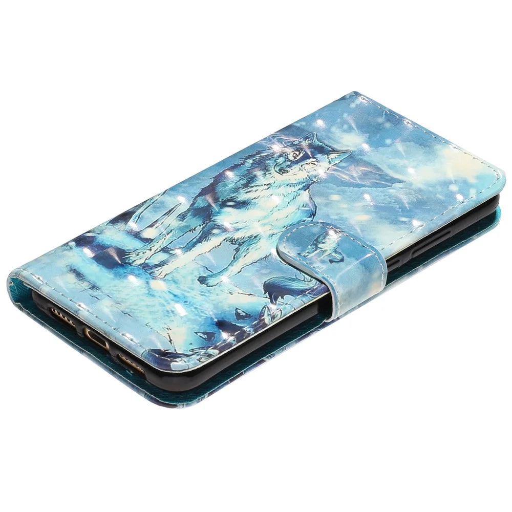Pattern Printing Fully Wrapped Folio Flip Leather Wallet Phone Case Cover with Stand for Samsung Galaxy A53 5G - Wolf - 6