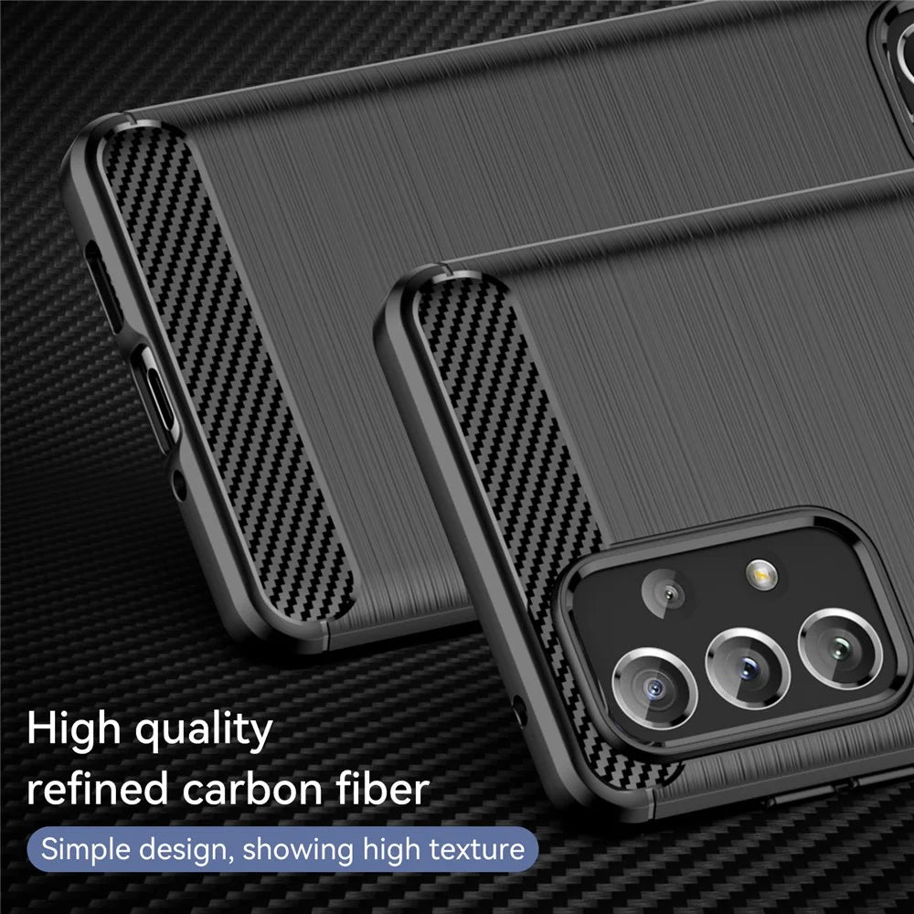 Anti-scratch Shockproof 1.8mm TPU Case Brushed Surface Carbon Fiber Texture Phone Cover for Samsung Galaxy A73 5G - Black - 2