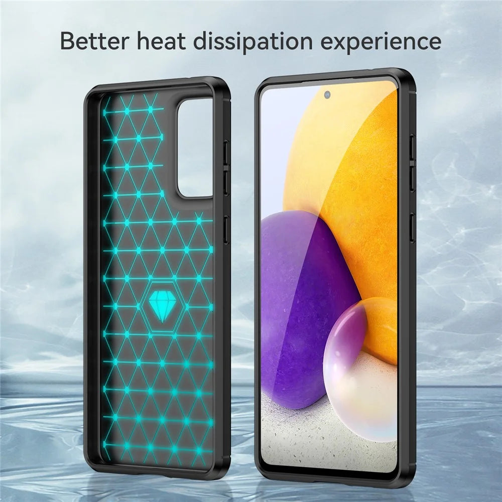 Anti-scratch Shockproof 1.8mm TPU Case Brushed Surface Carbon Fiber Texture Phone Cover for Samsung Galaxy A73 5G - Black - 5