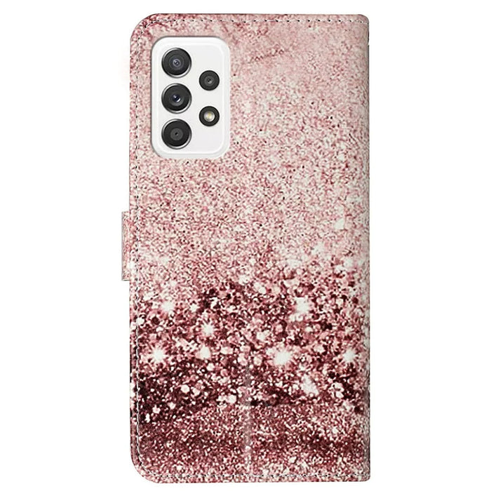 Pattern Printing Wallet Stand PU Leather + TPU Well-protected Phone Case Cover for Samsung Galaxy A53 5G - Rose Gold - 3