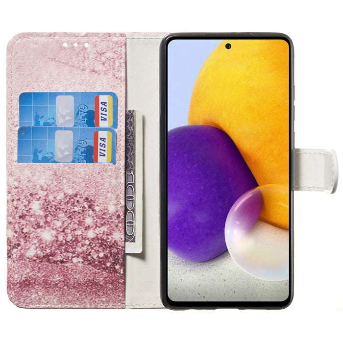Pattern Printing Wallet Stand PU Leather + TPU Well-protected Phone Case Cover for Samsung Galaxy A53 5G - Rose Gold - 4