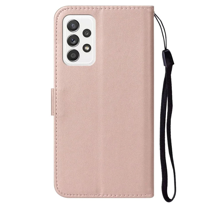 Anti-drop Solid Color Magnetic Closure Flip Leather Protective Wallet Shell Horizontal Stand Case for Samsung Galaxy A33 5G - Rose Gold - 3
