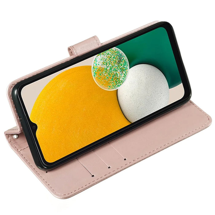 Anti-drop Solid Color Magnetic Closure Flip Leather Protective Wallet Shell Horizontal Stand Case for Samsung Galaxy A33 5G - Rose Gold - 5