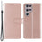 Solid Color Shockproof Magnetic Closure Flip Leather Protective Wallet Shell Stand Case for Samsung Galaxy S22 Ultra 5G - Rose Gold - 1