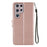Solid Color Shockproof Magnetic Closure Flip Leather Protective Wallet Shell Stand Case for Samsung Galaxy S22 Ultra 5G - Rose Gold - 3
