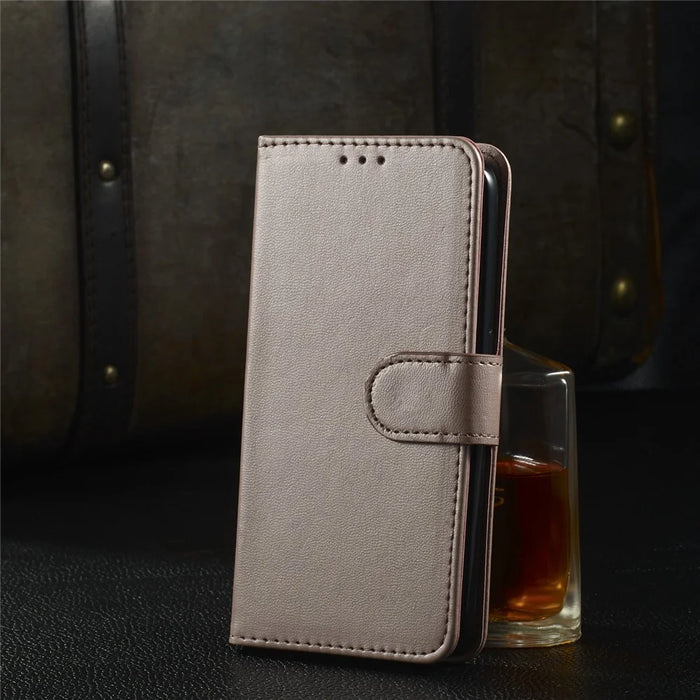 Solid Color Shockproof Magnetic Closure Flip Leather Protective Wallet Shell Stand Case for Samsung Galaxy S22 Ultra 5G - Rose Gold - 7