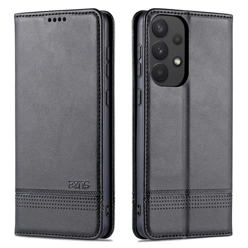 AZNS PU Leather Wallet Flip Case Magnetic Absorption Folding Stand Protective Cover for Samsung Galaxy A53 5G - Black - 1