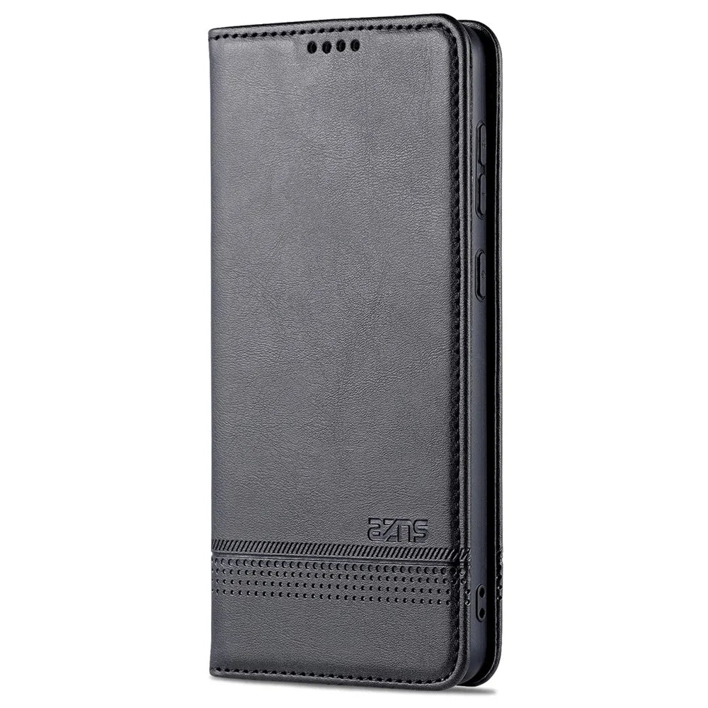AZNS PU Leather Wallet Flip Case Magnetic Absorption Folding Stand Protective Cover for Samsung Galaxy A53 5G - Black - 2