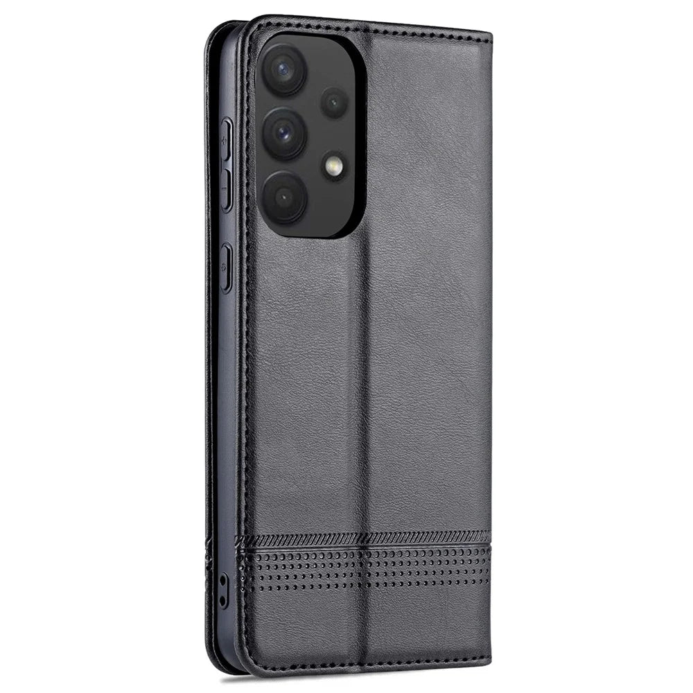 AZNS PU Leather Wallet Flip Case Magnetic Absorption Folding Stand Protective Cover for Samsung Galaxy A53 5G - Black - 3