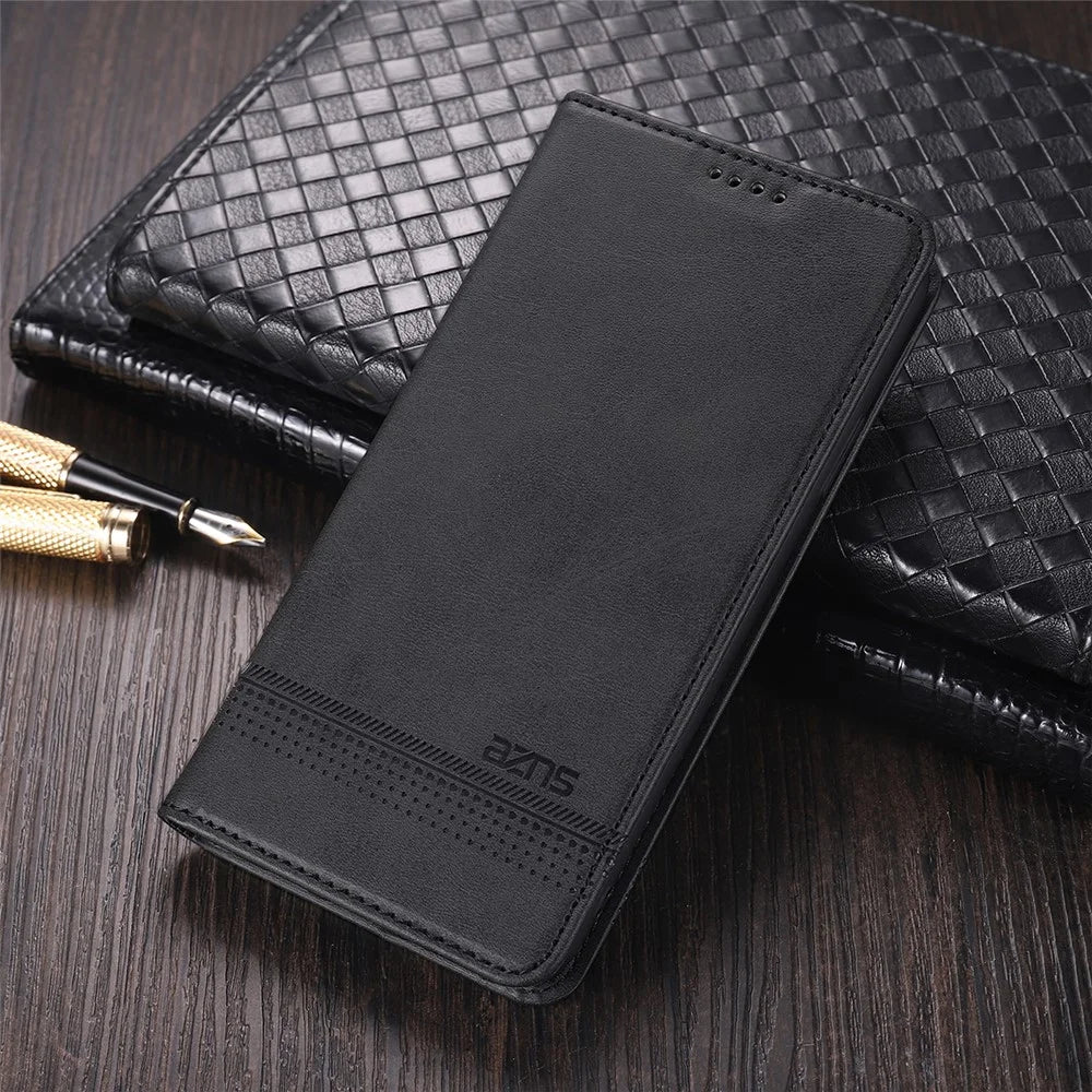 AZNS PU Leather Wallet Flip Case Magnetic Absorption Folding Stand Protective Cover for Samsung Galaxy A53 5G - Black - 6