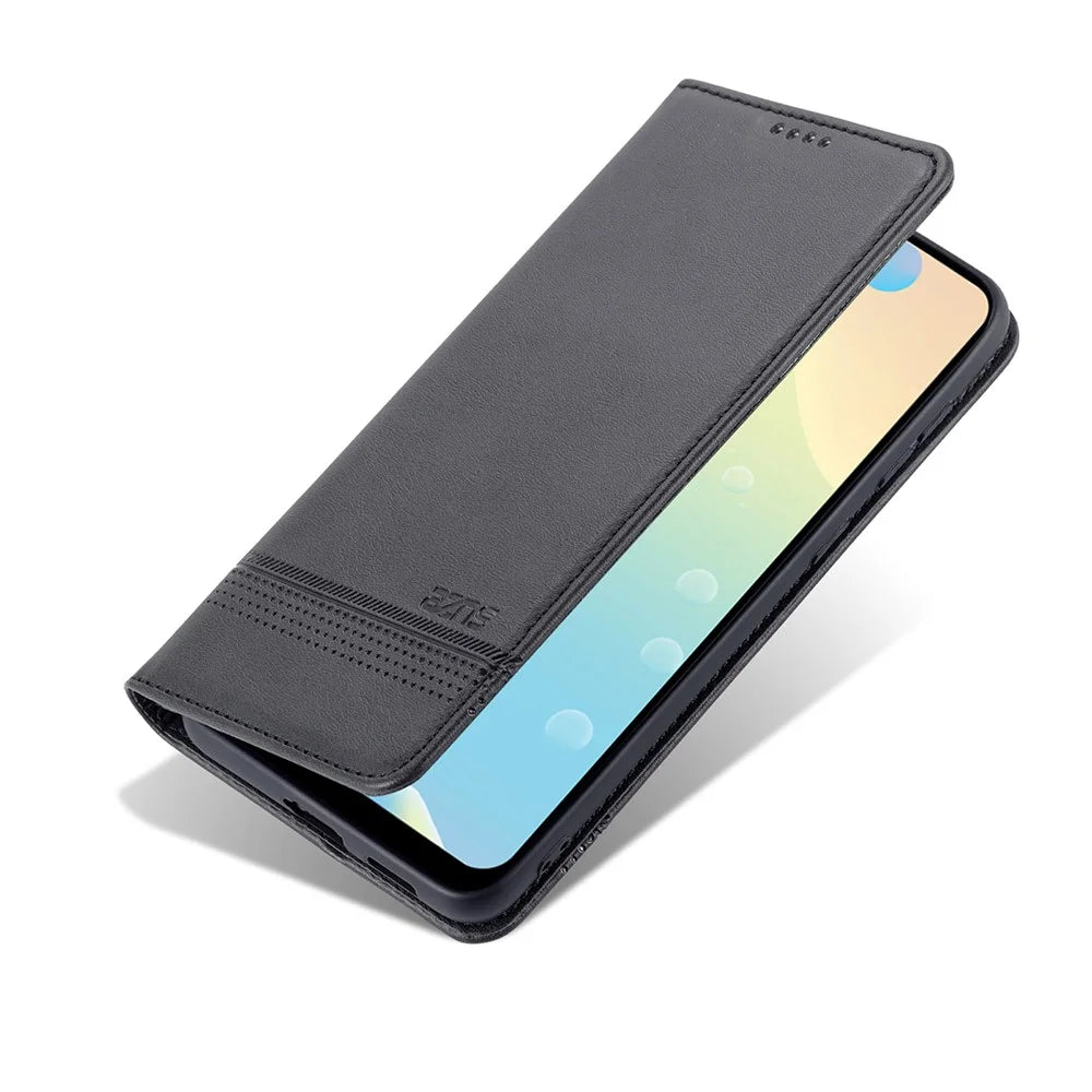 AZNS PU Leather Wallet Flip Case Magnetic Absorption Folding Stand Protective Cover for Samsung Galaxy A53 5G - Black - 7