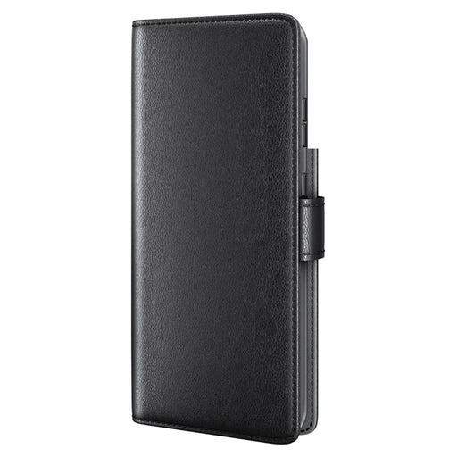 Fall Prevention Magnetic Closure Genuine Split Leather Phone Case Stand TPU Wallet Flip Cover for Samsung Galaxy S22+ 5G - Black - 2