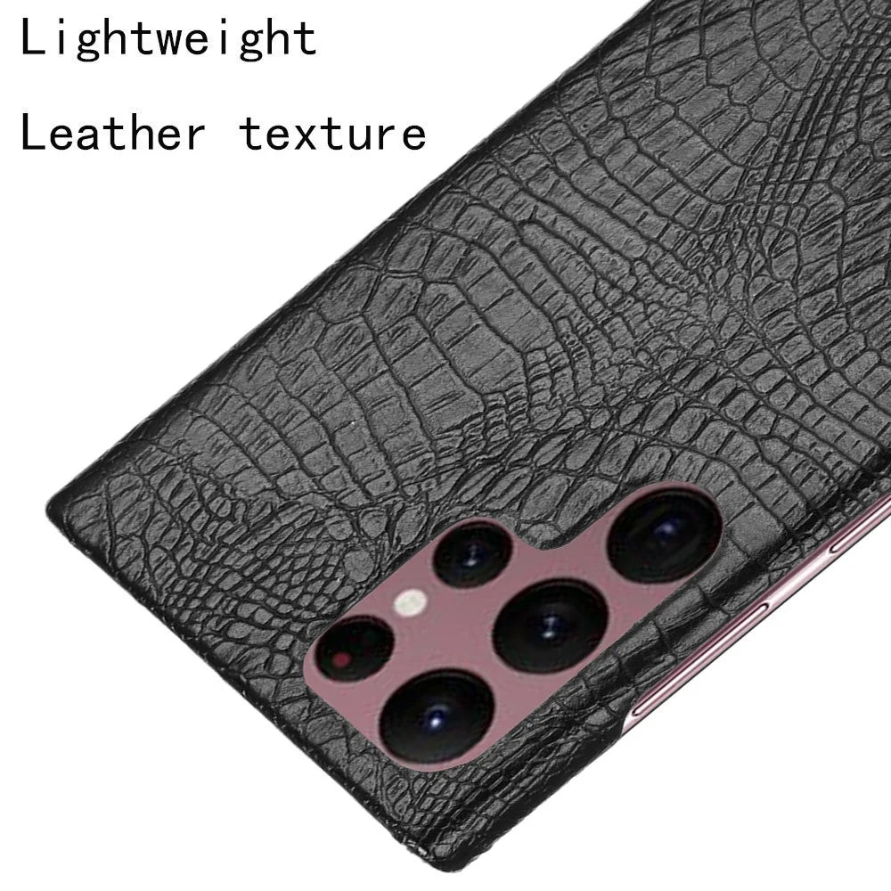 For Samsung Galaxy S22 Ultra 5G Crocodile Texture Shockproof PU Leather + PC Phone Case Cover - Black - 4