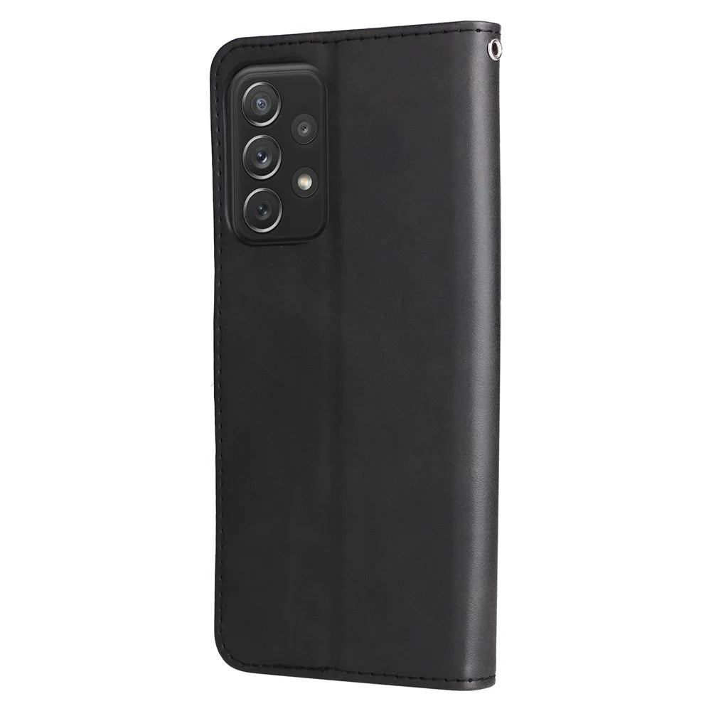 Zippered Pocket Design PU Leather Phone Case Coin Holder Wallet Stand Folding Case for Samsung Galaxy A73 5G - Black - 2