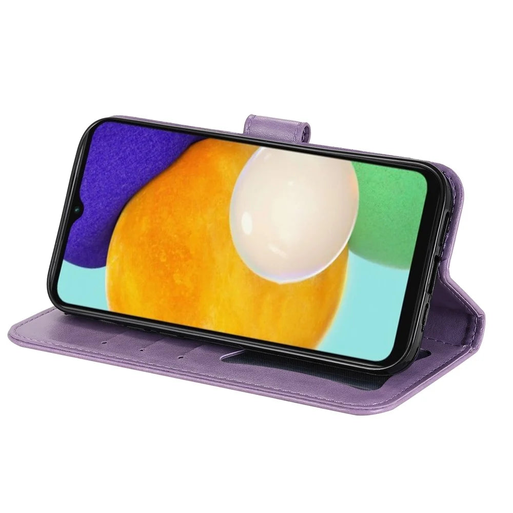 Wallet Stand Phone Cover Mandala Flower Imprinted Folio Flip Protective Leather Case for Samsung Galaxy A13 4G - Purple - 6