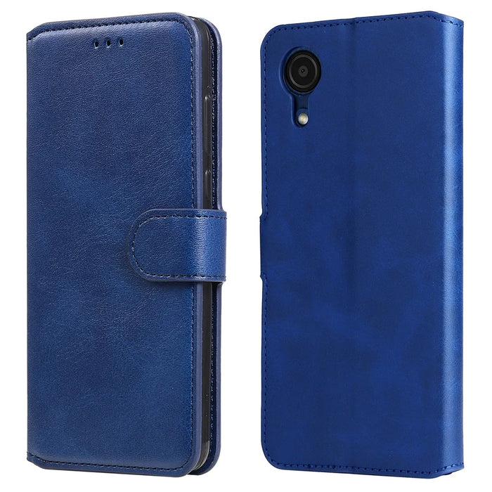 Shockproof Wallet Stand PU Leather Shell Magnetic Clasp Phone Case for Samsung Galaxy A03 Core - Blue - 1