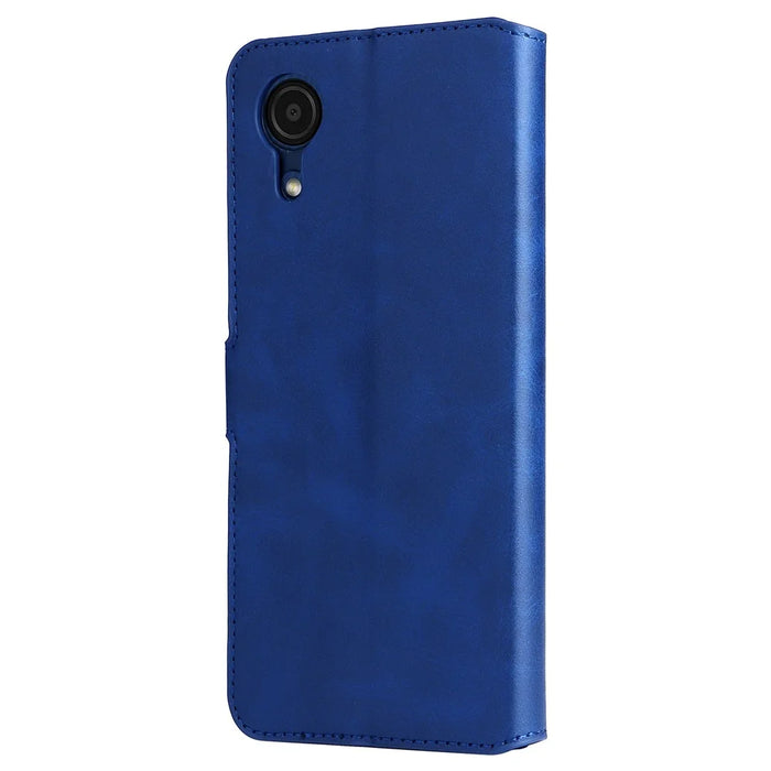 Shockproof Wallet Stand PU Leather Shell Magnetic Clasp Phone Case for Samsung Galaxy A03 Core - Blue - 2