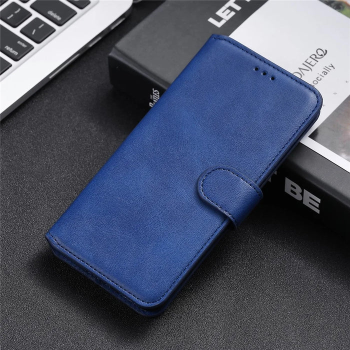 Shockproof Wallet Stand PU Leather Shell Magnetic Clasp Phone Case for Samsung Galaxy A03 Core - Blue - 7