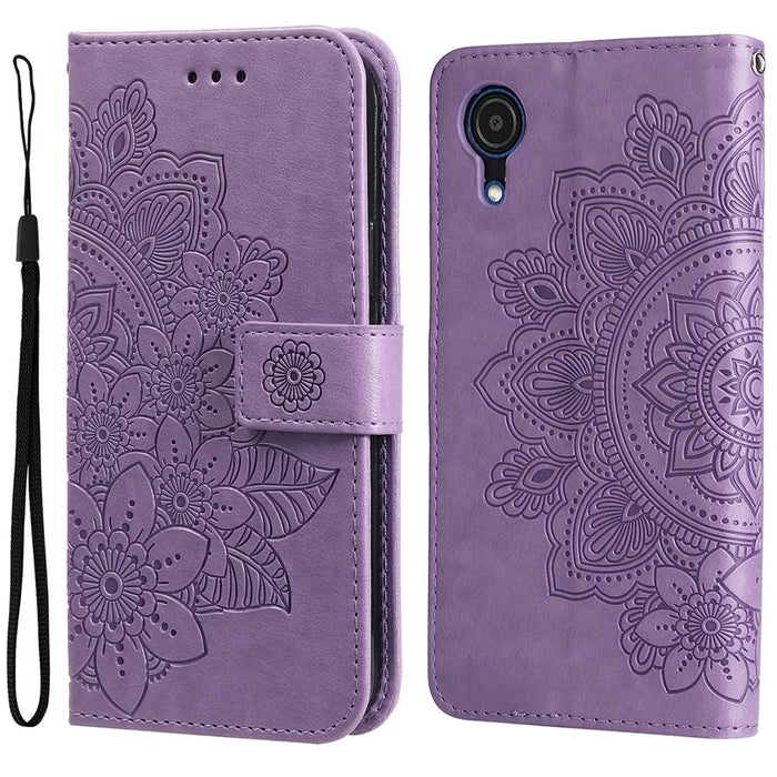 Mandala Flower Imprinted Anti-drop Shockproof Wallet Stand Leather Phone Case for Samsung Galaxy A03 Core - Purple - 1