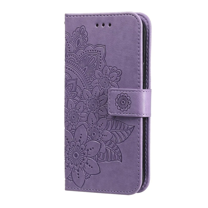Mandala Flower Imprinted Anti-drop Shockproof Wallet Stand Leather Phone Case for Samsung Galaxy A03 Core - Purple - 3