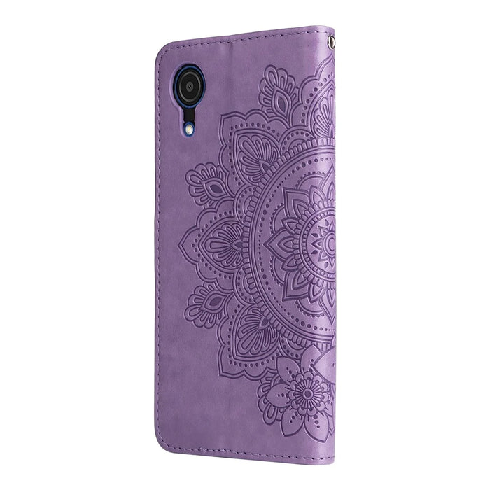 Mandala Flower Imprinted Anti-drop Shockproof Wallet Stand Leather Phone Case for Samsung Galaxy A03 Core - Purple - 4
